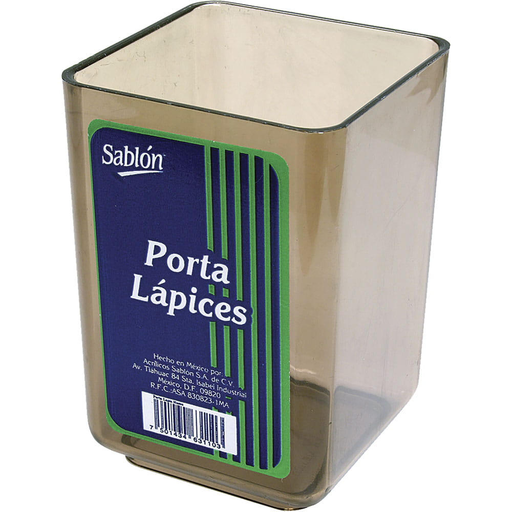 Portalápiz de Plástico Duro Color Humo Sablón