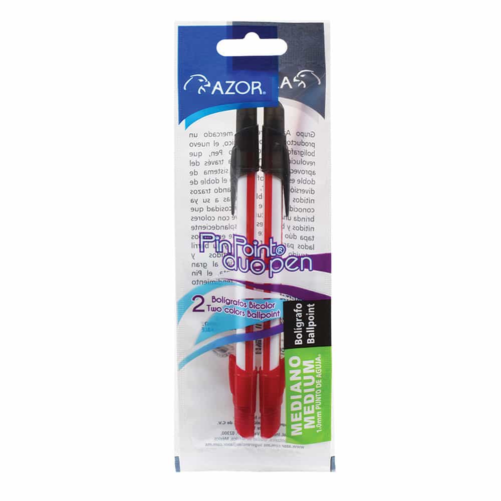 Bolígrafo Punto Mediano Doble Punta Negro y Rojo Bolsa con 2 Piezas Pin Point 6872NE/RO