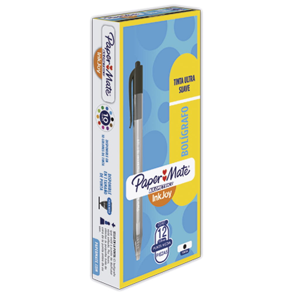 Bolígrafo Punto Mediano Retráctil Negro Caja con 12 Piezas 100 RT Kilométrico