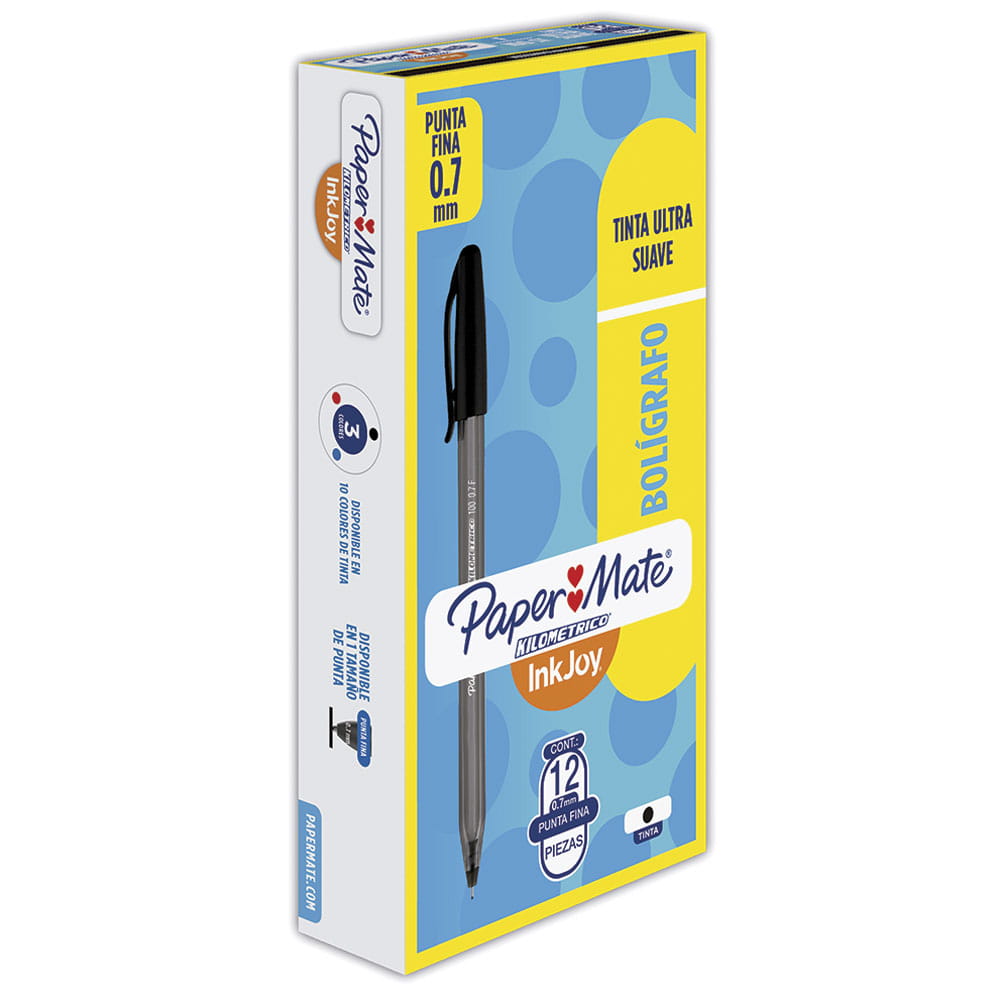 Bolígrafo Punto Fino Stick Negro Caja con 12 Piezas Kilométrico