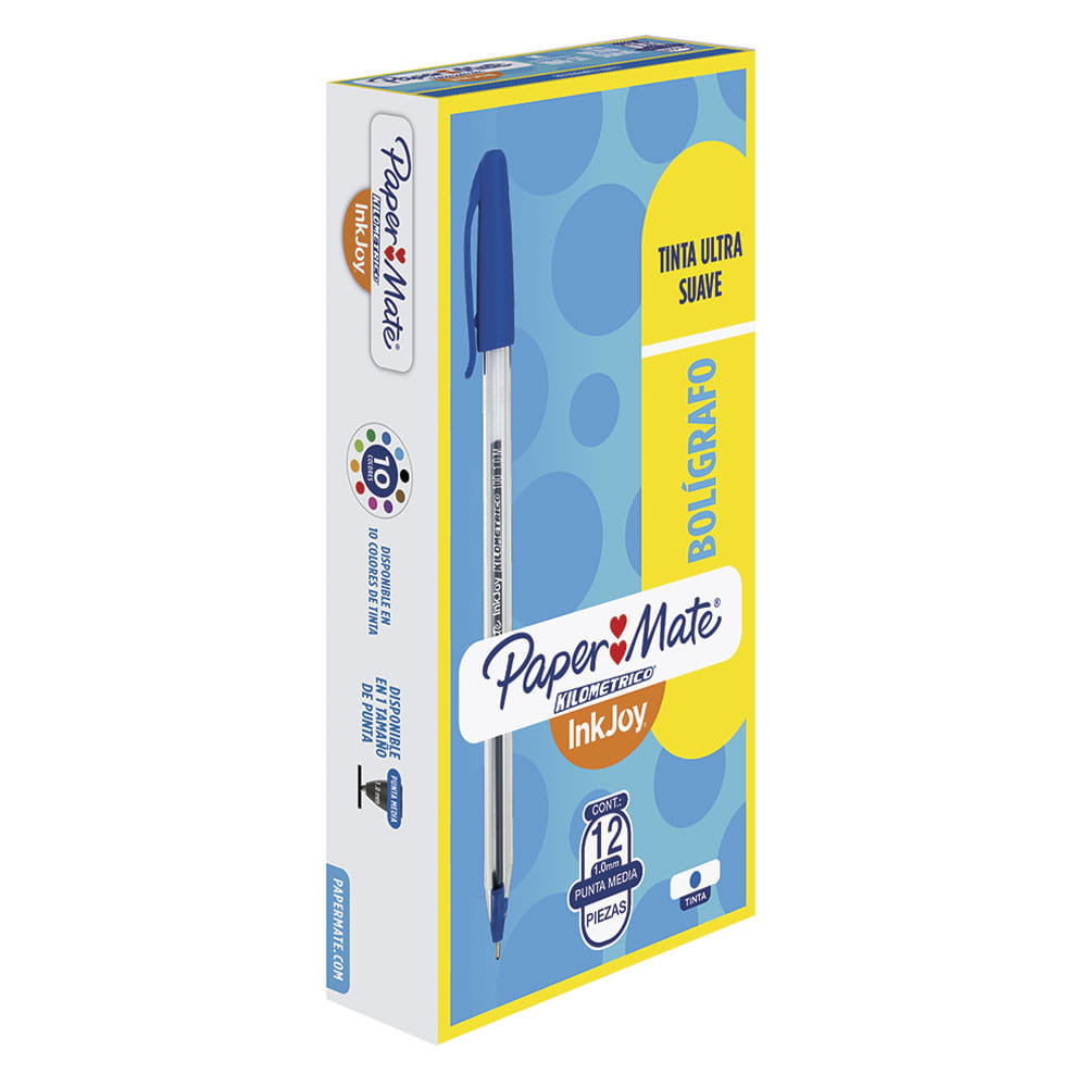 Bolígrafo Punto Mediano Stick Azul Caja con 12 Piezas Kilométrico