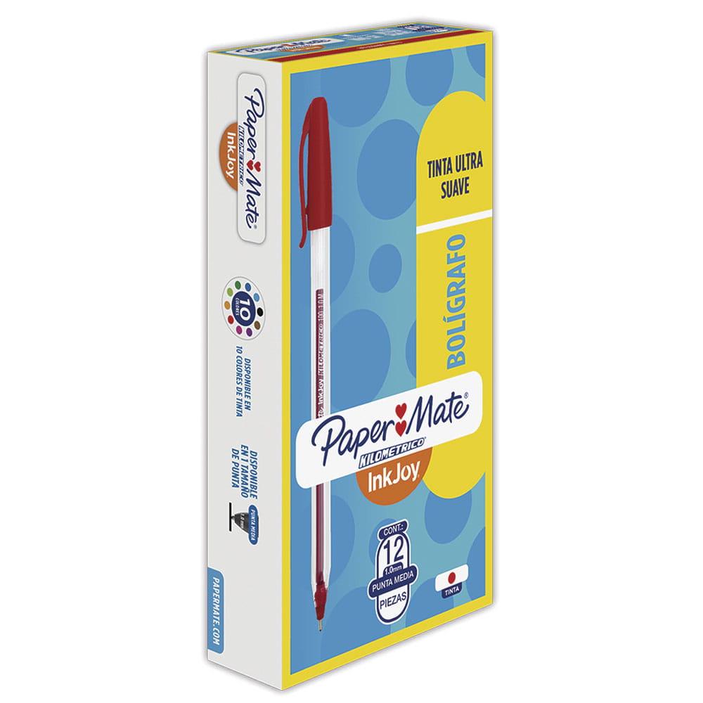 Bolígrafo Punto Mediano Stick Rojo Caja con 12 Piezas Kilométrico