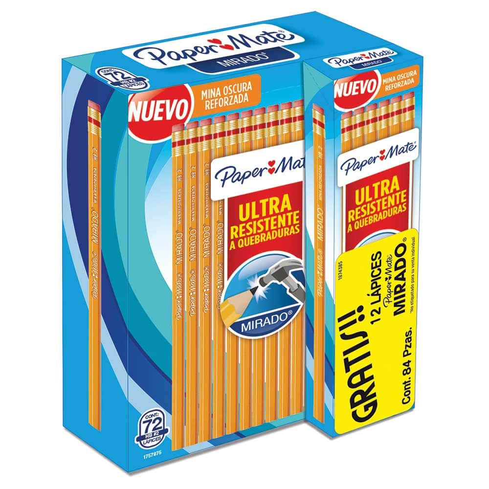 Lápiz con Goma Número 2 Hexagonal con 72 + 12 Lápices Mirado