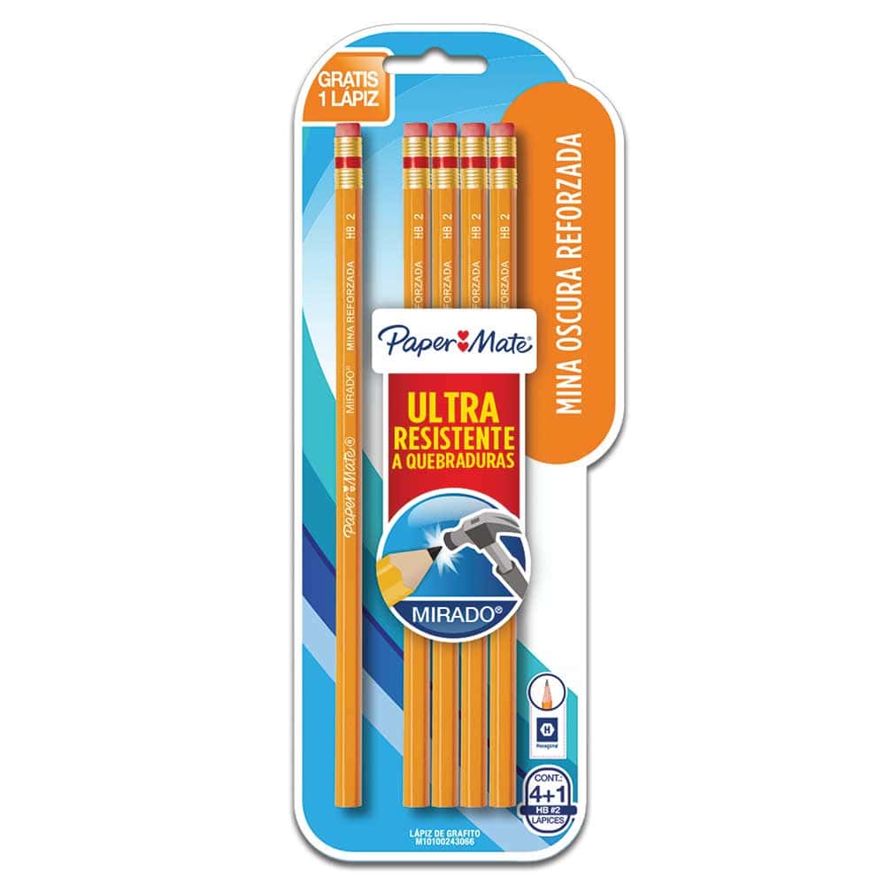 Lápiz con Goma Número 2 Hexagonal Blíster con 4 Piezas Mirado