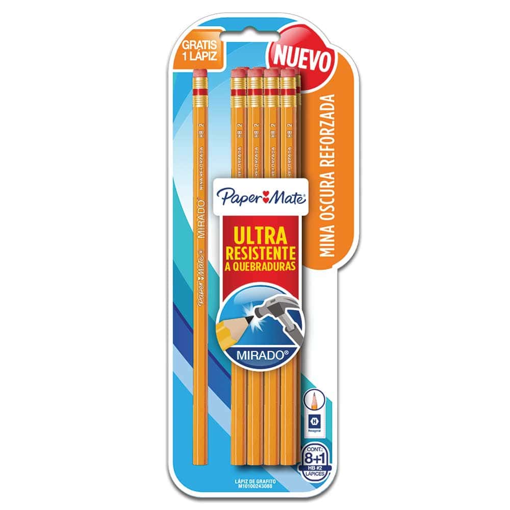 Lápiz con Goma Número 2 Hexagonal Blíster con 8 Piezas Mirado