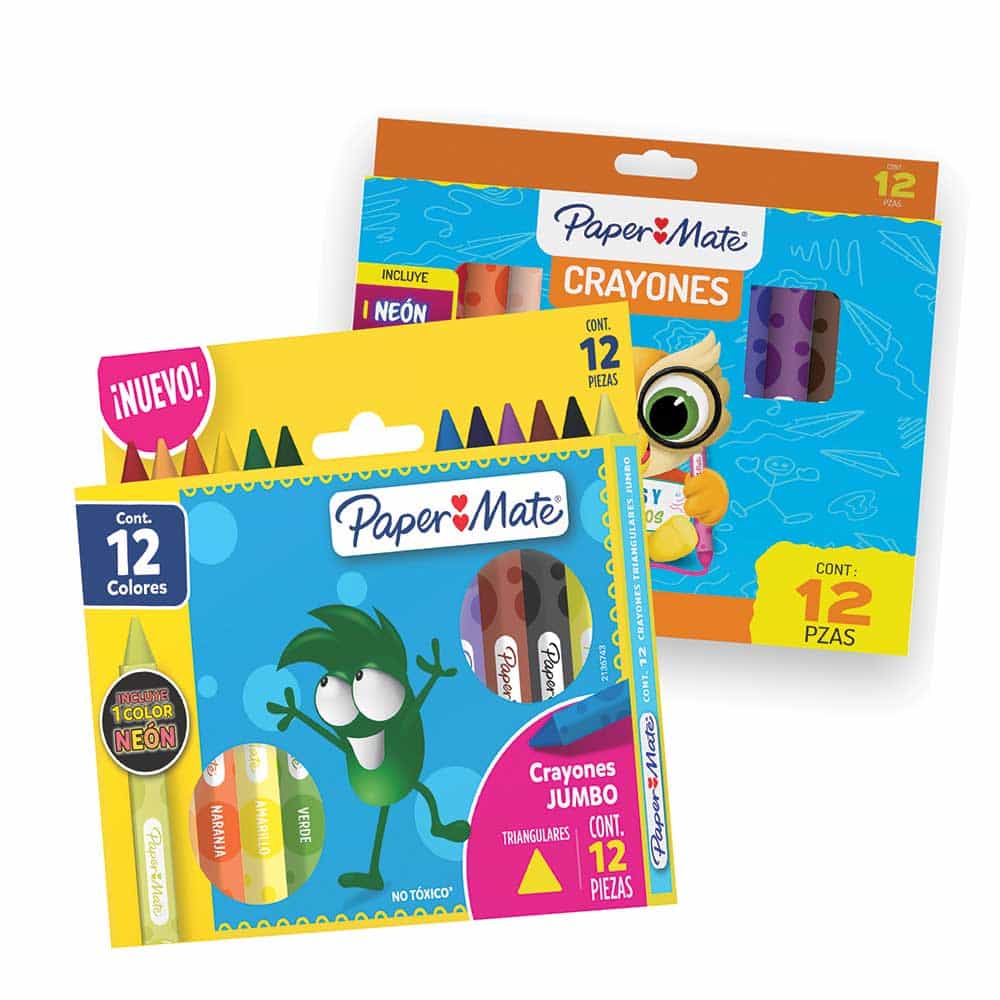 Crayón Escolar Triangular Jumbo caja con 12 Piezas Paper Mate 2136743
