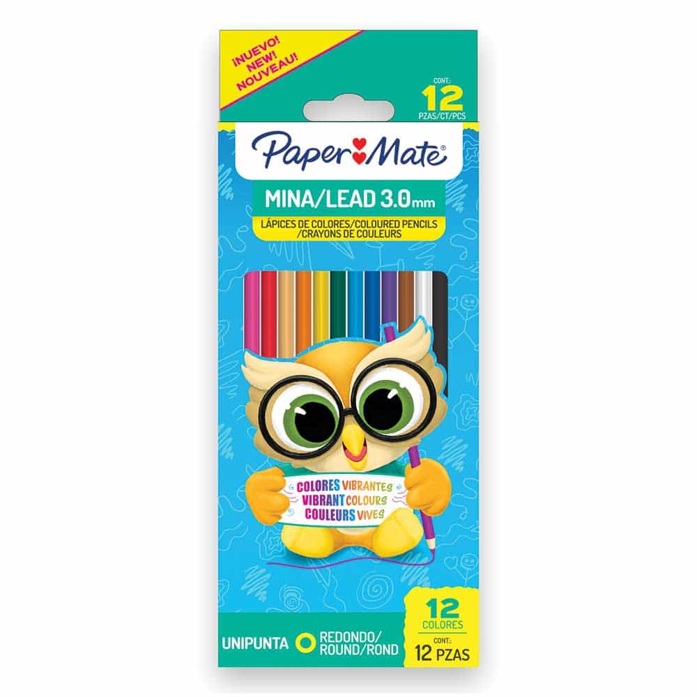 Lápices de Colores con 12 Piezas Largos Redondos 3.0 mm Paper Mate 2209343