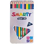 Lápices de Colores Estuche con 12 Piezas Largos Triangulares Silver Smarty