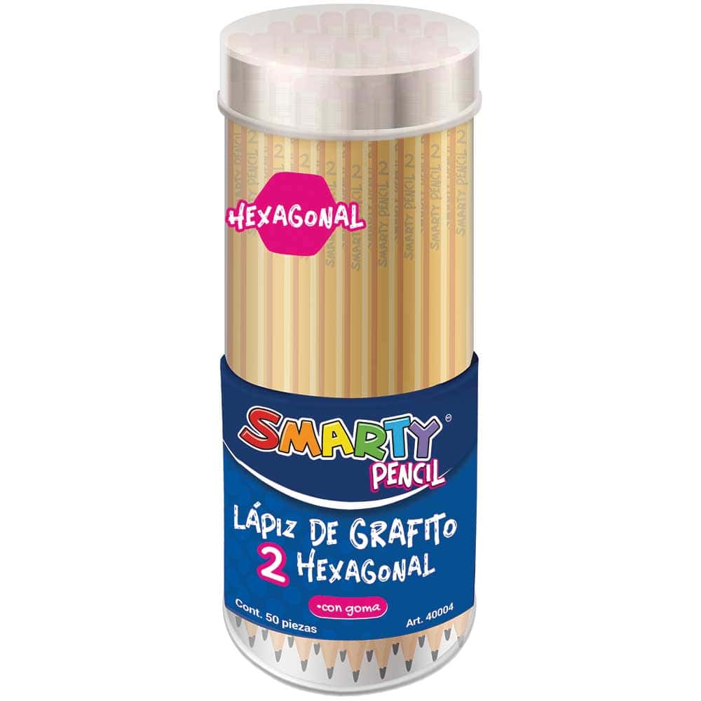 Lápiz de Grafito No. 2 Hexagonal Bote con 50 Piezas Smarty 40004