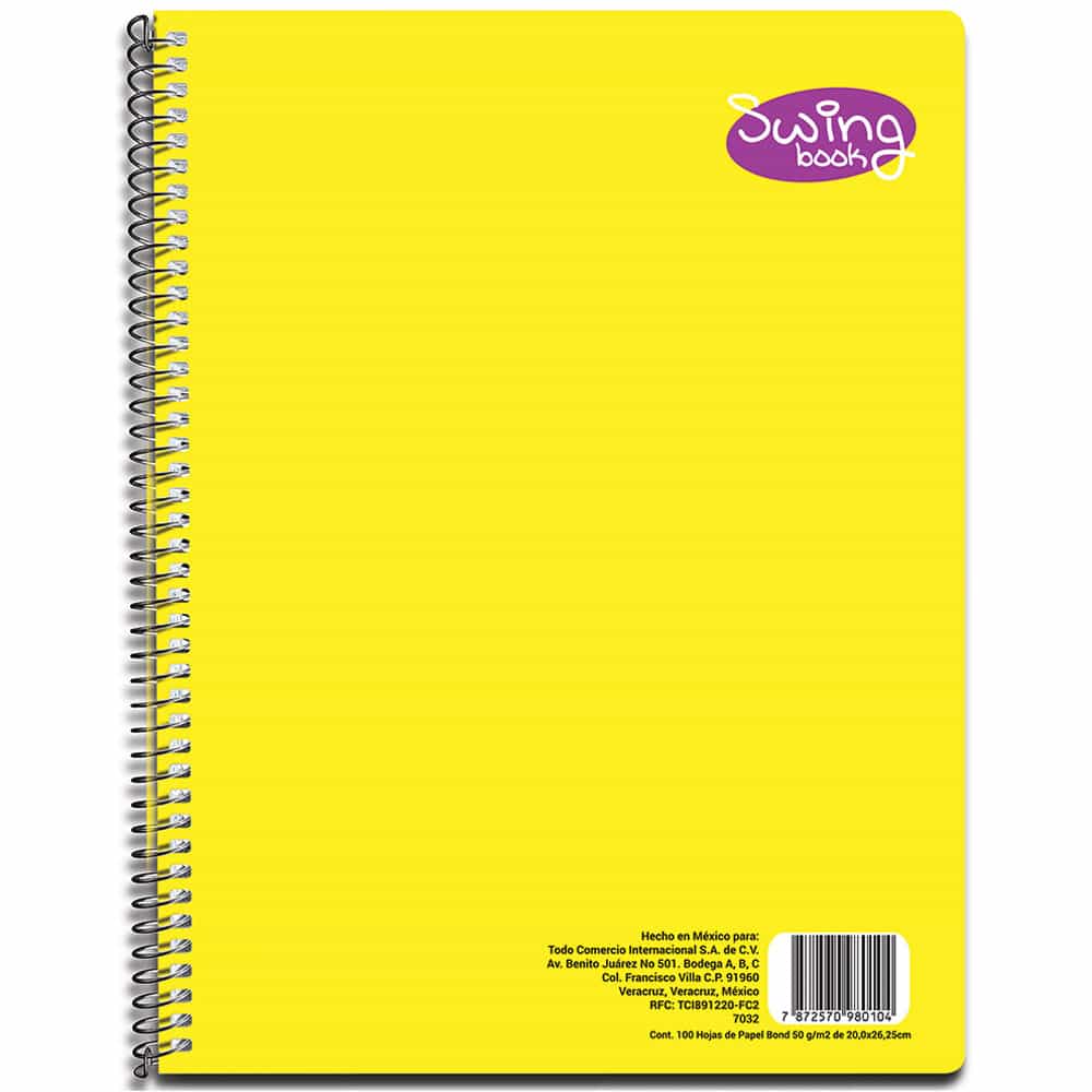 Cuaderno Espiral de 100 Hojas Profesional de Raya Swing Color